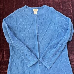 Talbots Sky Blue Textured Button-Front Cardigan